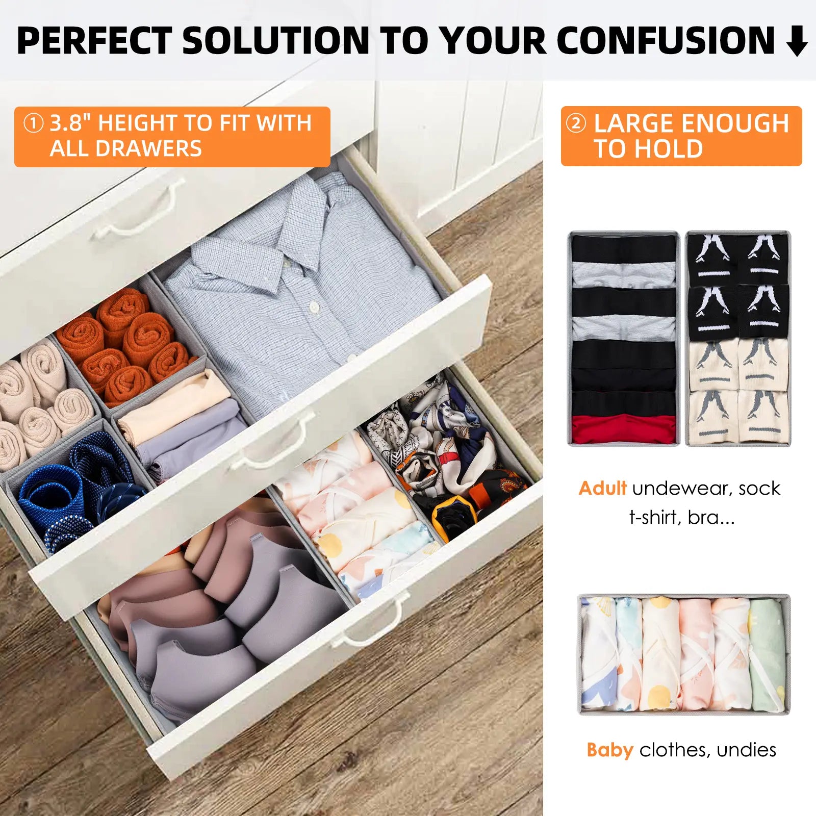 15‑Piece Drawer Clothes Organizer | Fabric Storage with Compartments