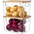 Clear Food Storage Box with Wooden Lid | Kitchen Counter Organizer