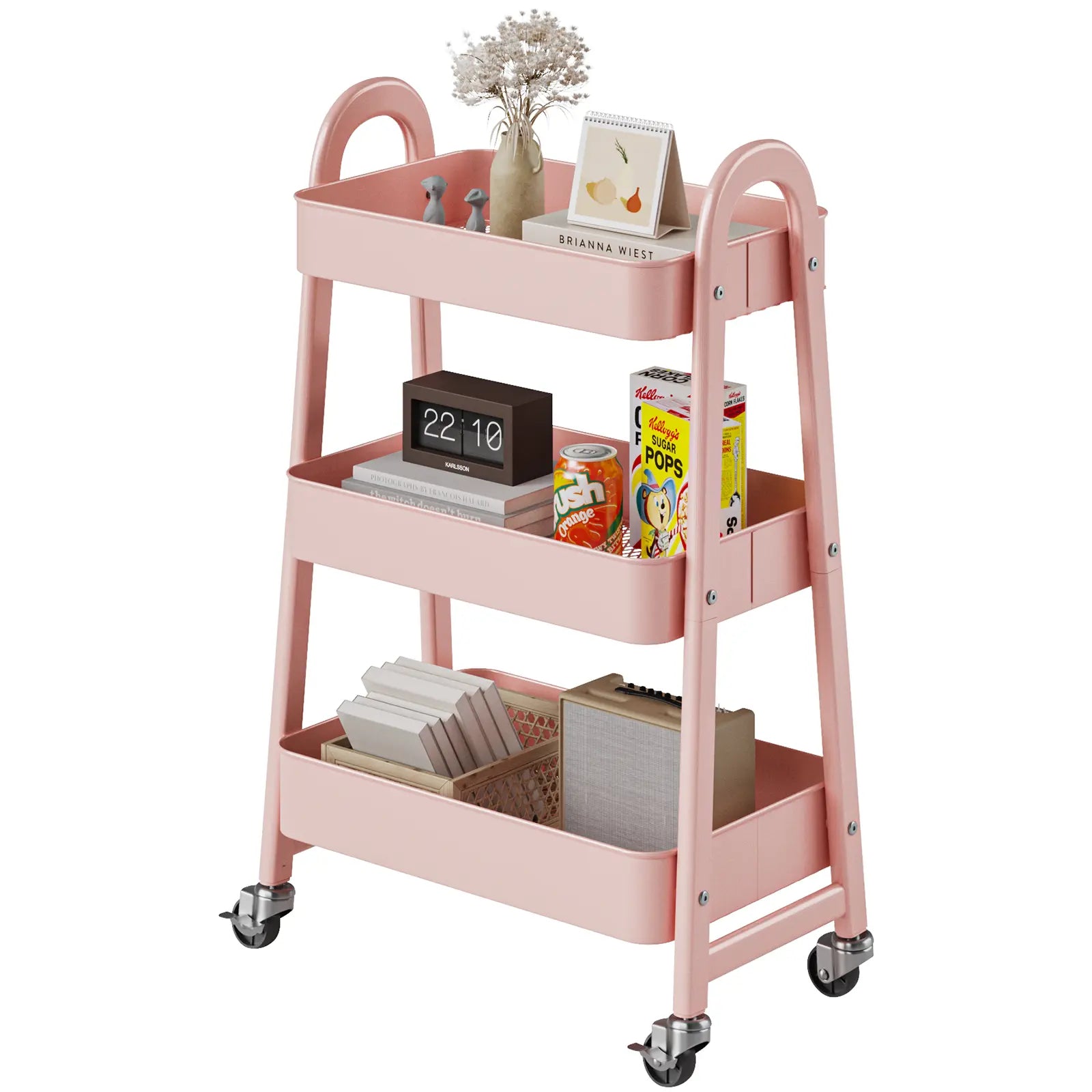 3‑Tier Rolling Metal Storage Cart | Space‑Saving Home Organizer