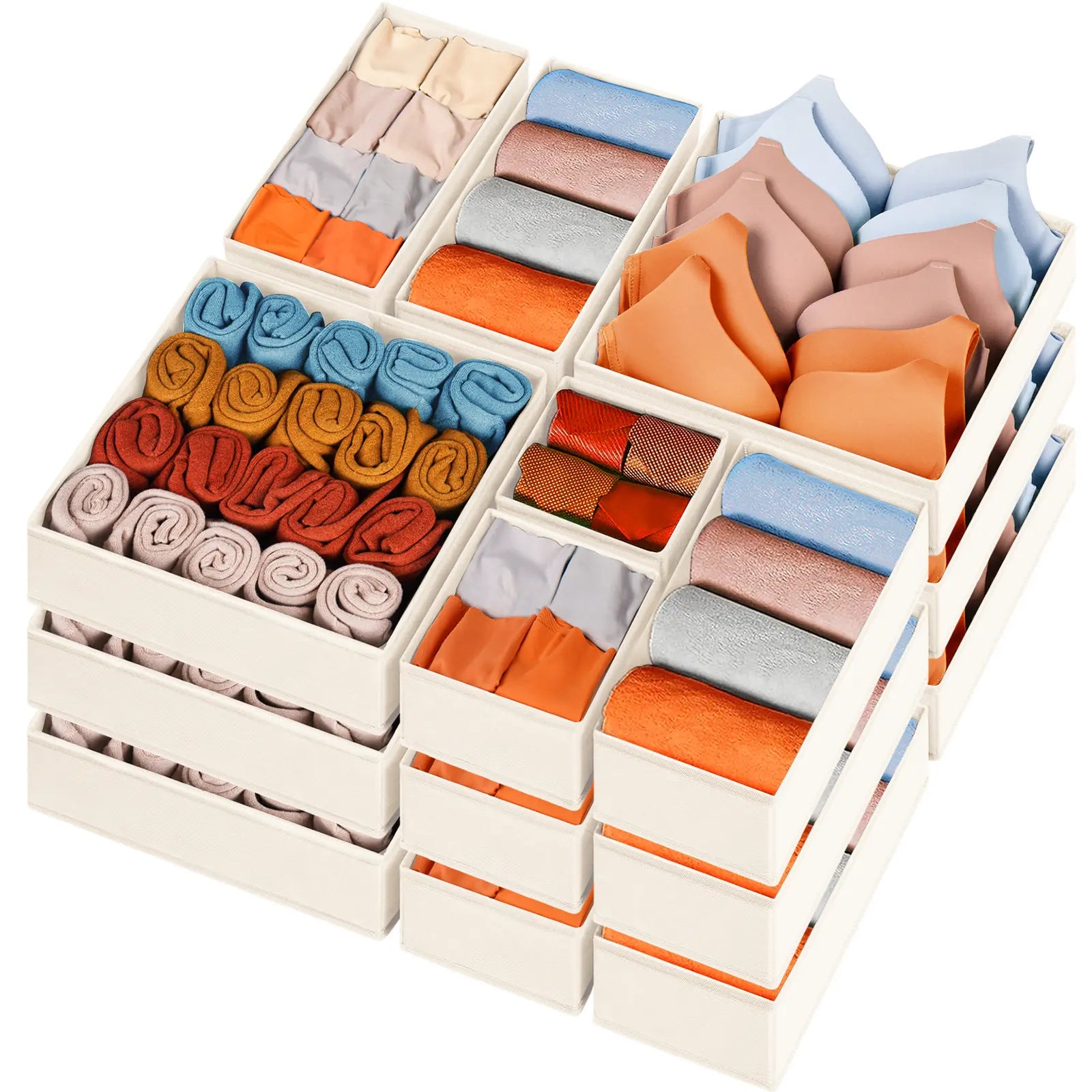 15‑Piece Drawer Clothes Organizer | Fabric Storage with Compartments