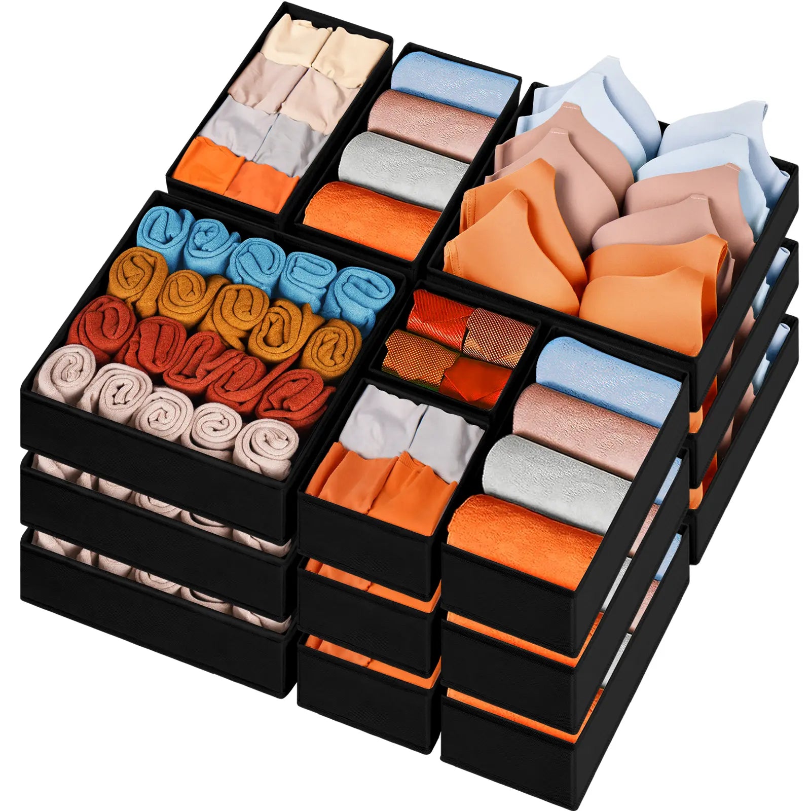 15‑Piece Drawer Clothes Organizer | Fabric Storage with Compartments