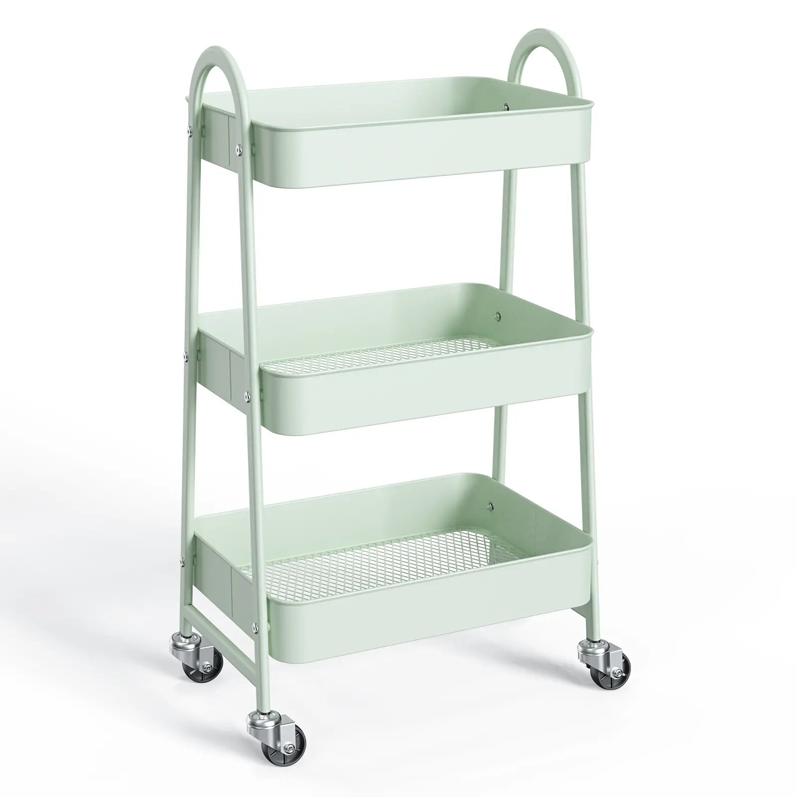 3‑Tier Rolling Metal Storage Cart | Space‑Saving Home Organizer