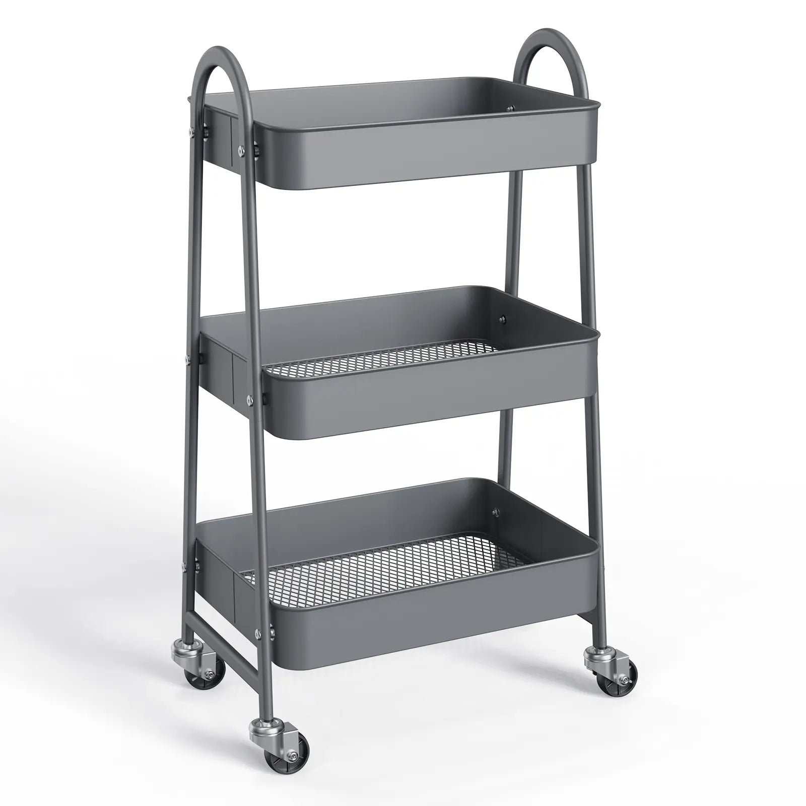 3‑Tier Rolling Metal Storage Cart | Space‑Saving Home Organizer