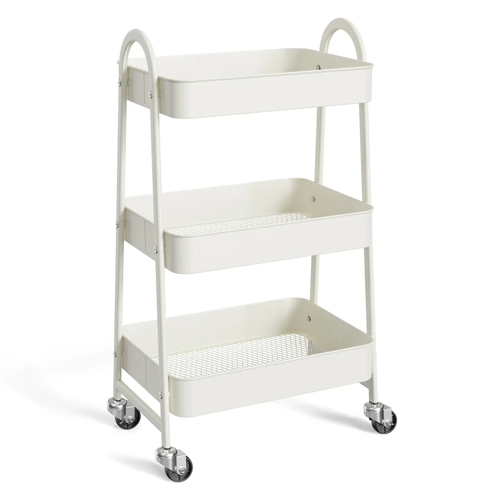 3‑Tier Rolling Metal Storage Cart | Space‑Saving Home Organizer