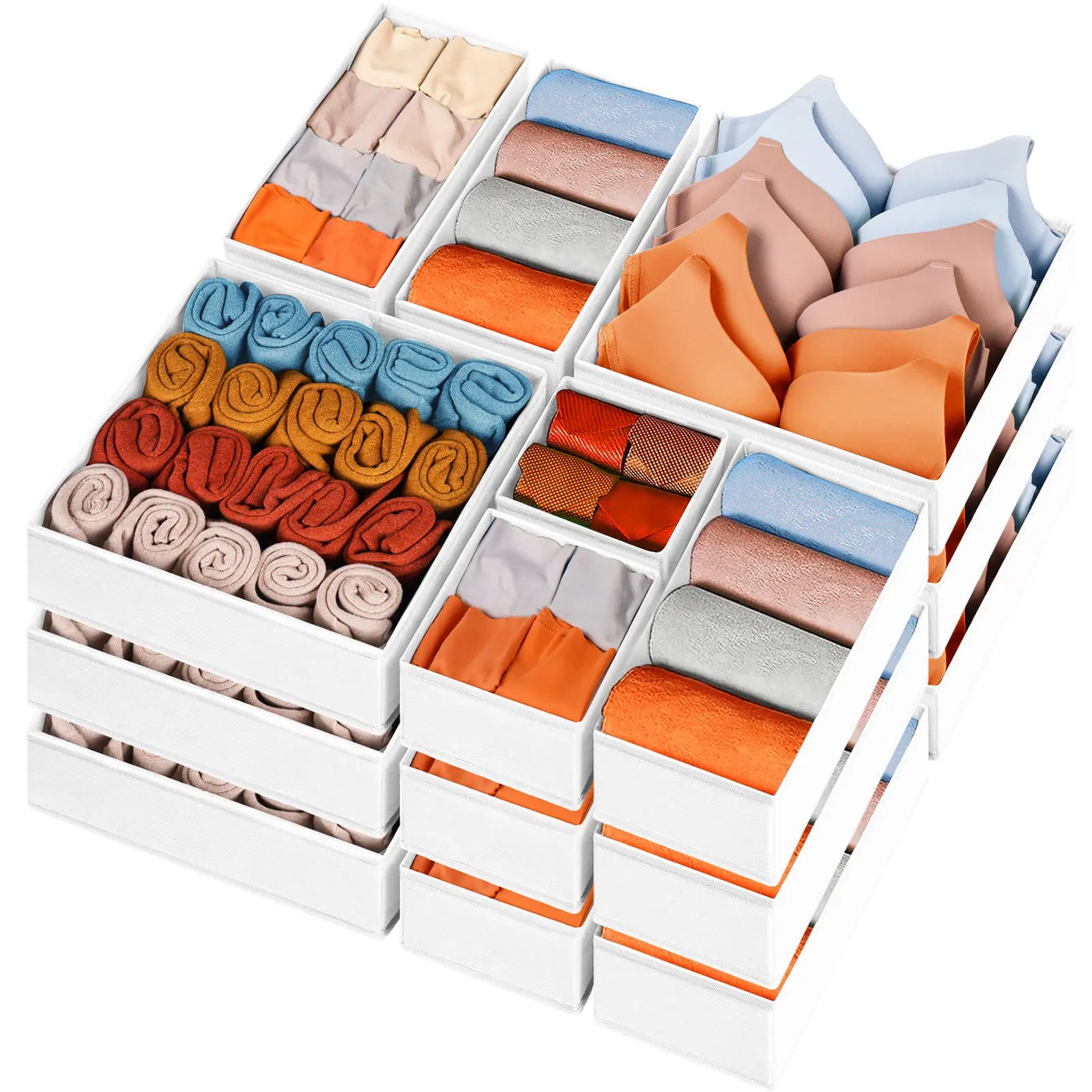 15‑Piece Drawer Clothes Organizer | Fabric Storage with Compartments